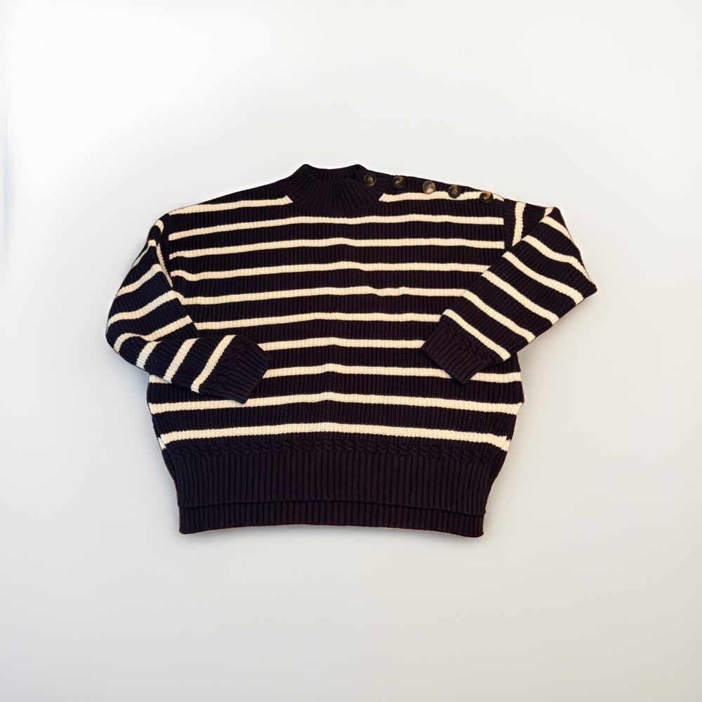 SEZANE ADRIAN SWEATER Le Maille Large Nautical Sailor Navy Stripe - Picture 1 of 6